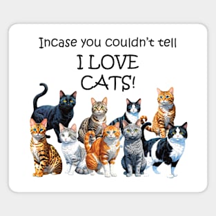 Incase you couldn't tell - I love cats - funny watercolour cat design Magnet